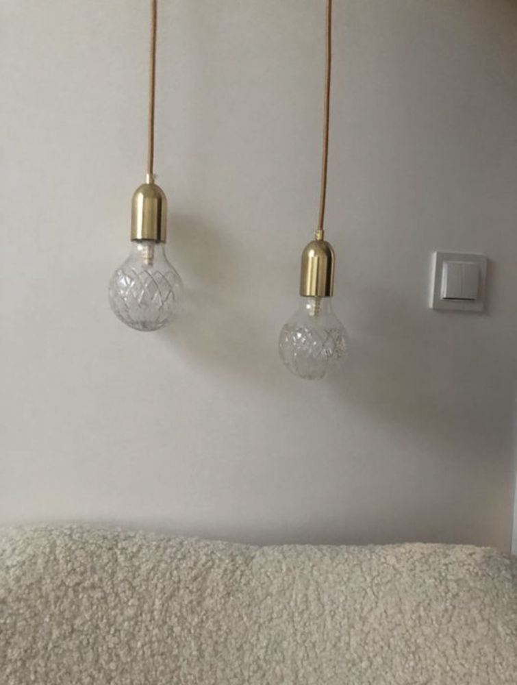 Dwie lampy sufitowe złote Toolight kryształowe żarówki salon sypialnia