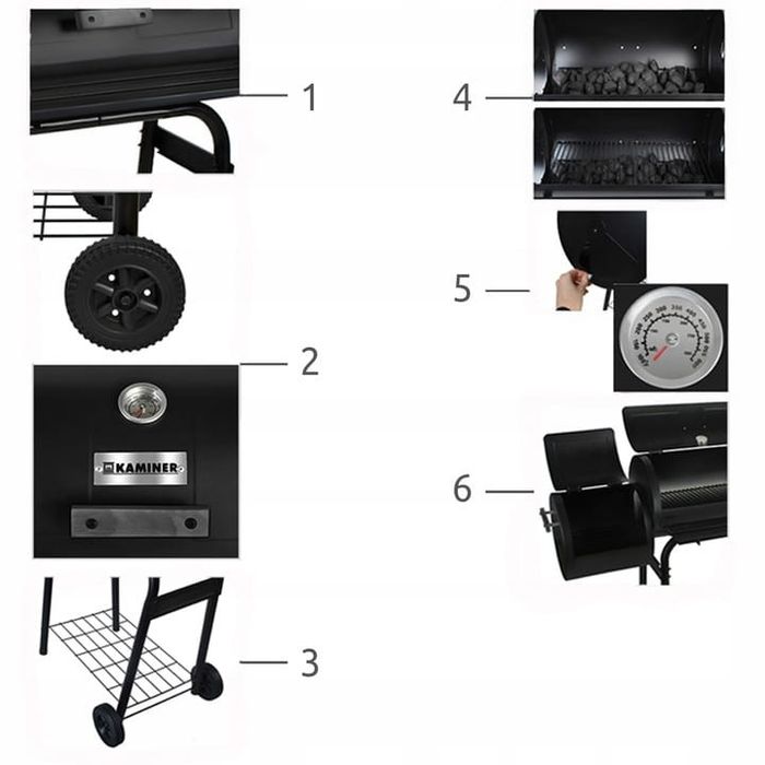 Grill Wędzarnia G5165 3w1 Ogrodowy Węgiel BBQ RUSZT Kiełbasa Żeberka