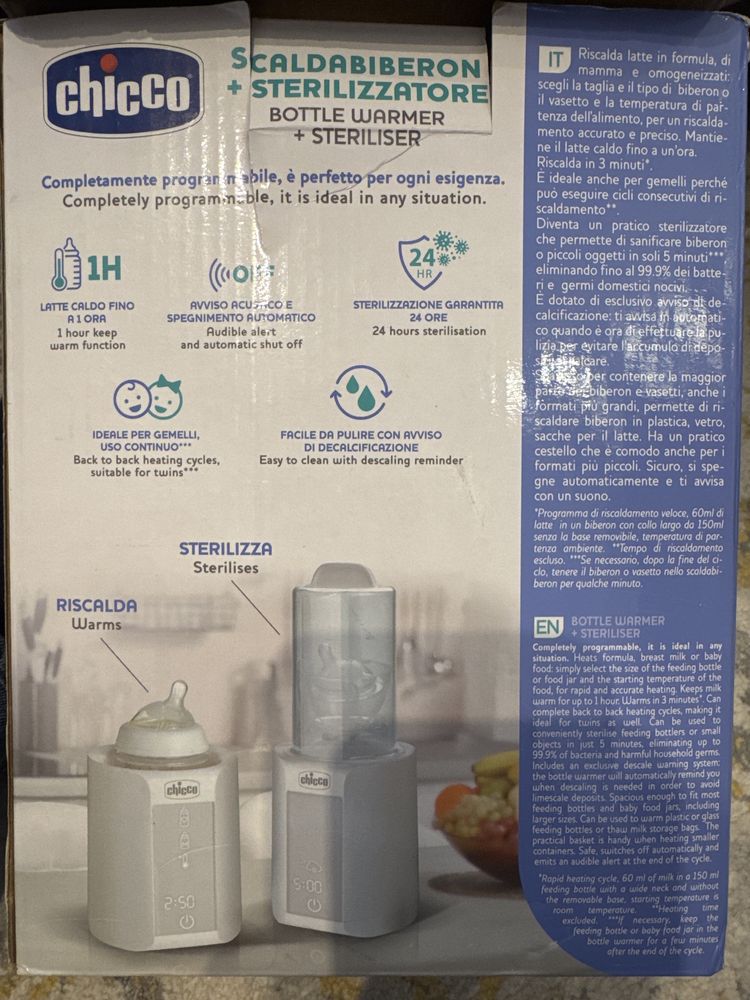 Aquedor e esterilizador de biberões chicco.