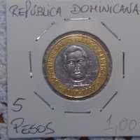 República Dominicana - moeda de 5 pesos de 1997 (bimetálica)