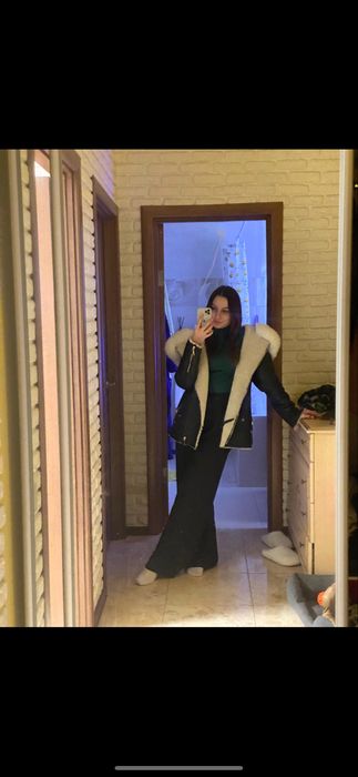 Жіноча дублянка з натуральної овчини (Real Lambskin, 100% шкіра)