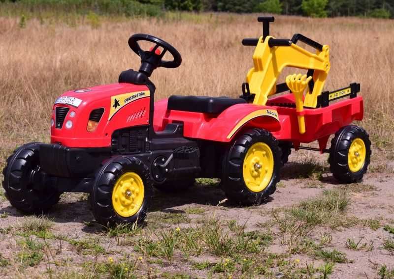 BAWIBUS.PL auto TRAKTOR NA PEDAŁY z przyczepą koparka dla dzieci autko