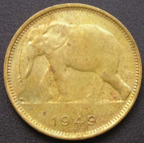Kongo Belgijskie 1 frank 1949 - słoń - Stan 2