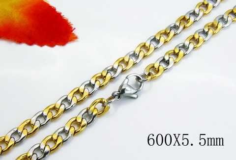 Łańcuszek stal chirurgiczna pancerka 2 kolory srebro-złoty 60 cm L325