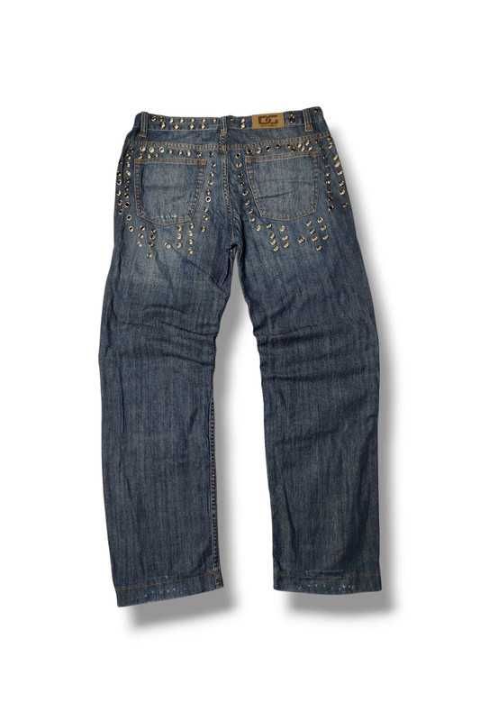 Y2K Dolce Gabriele Studded Avant Garde Spodnie Jeansowe 54/34 tall