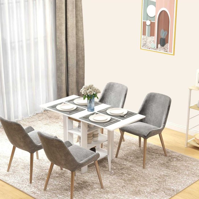 Mesa extensível dobrável com rodas cozinha sala de jantar 120x60x75 cm