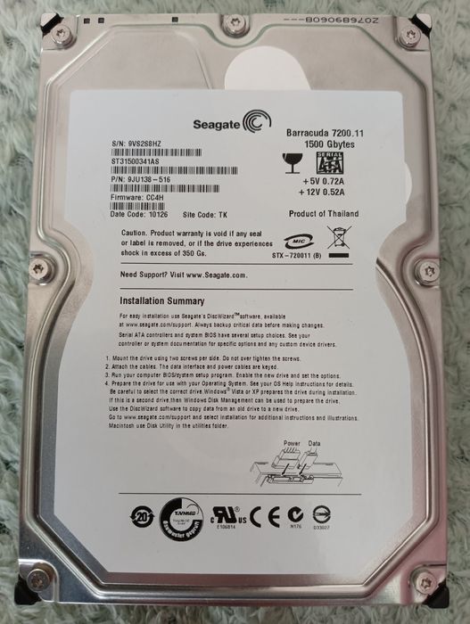 Dysk twardy 1500GB Seagate barracuda 7200.11