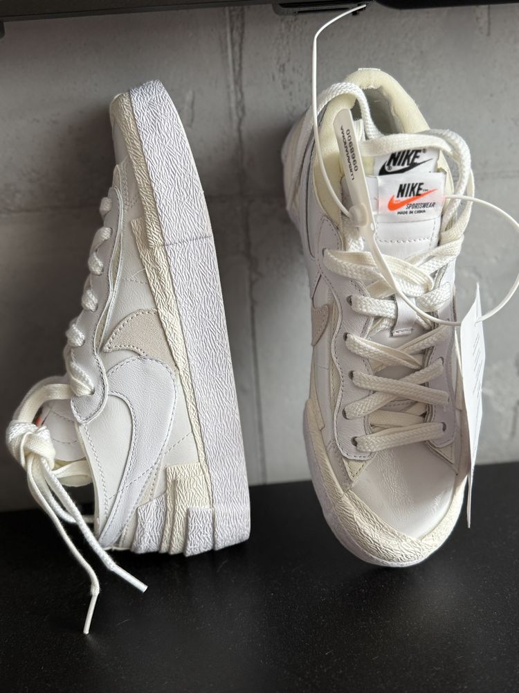 Buty sneakersy nike sacai 40 białe beżowe blazer low nowe unisex