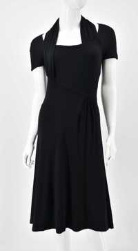 MAX MARA sukienka czarna długa wieczorowa z szalem elegancka 34