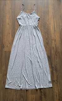 H&M długa luźna sukienka letnia szary melanż rozmiar M