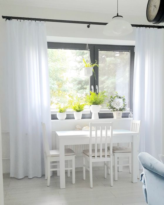 Białe zasłony na taśmie marszczącej  250x150cm