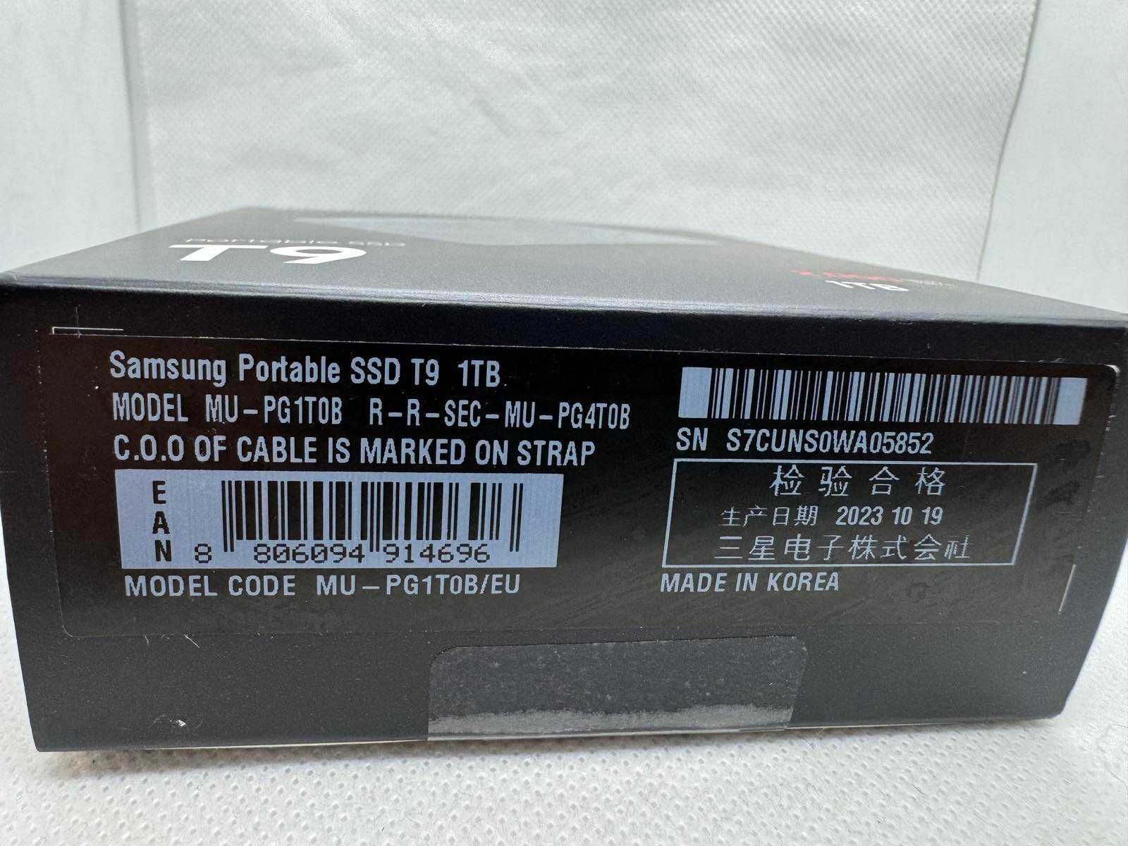 Samsung Portable T9 1TB USB 3.2 Type-C Gen 2x2 MU-PG1T0B/EU Black SSD
