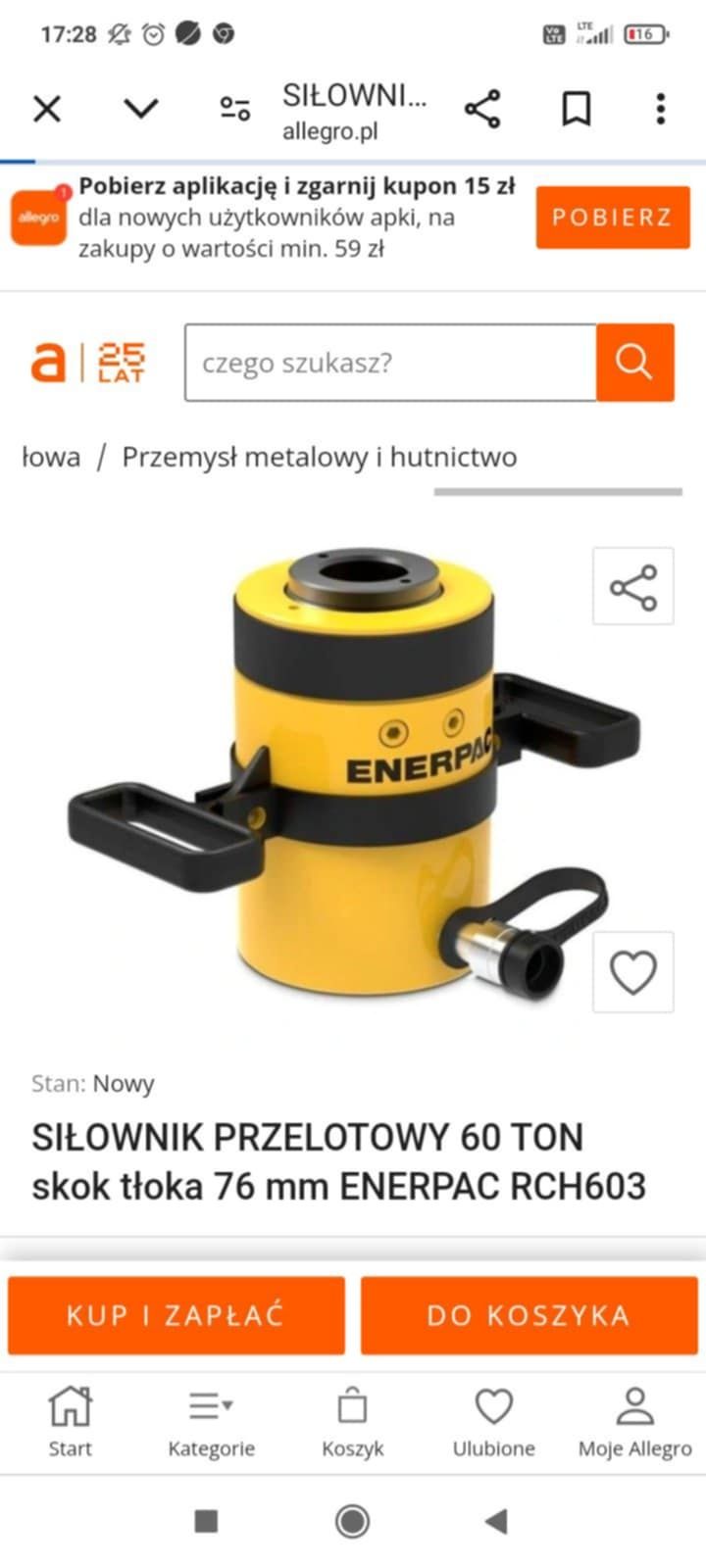 Cylinder Siłownik Przelotowy 60 ton 700 bar RCH603 ENERPAC