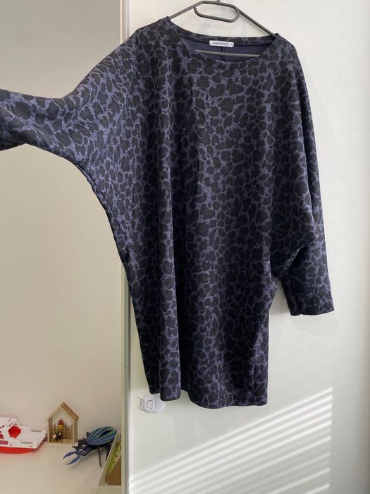 Tunika sukienka granatowa animal print  panterka typu kimono Unisono