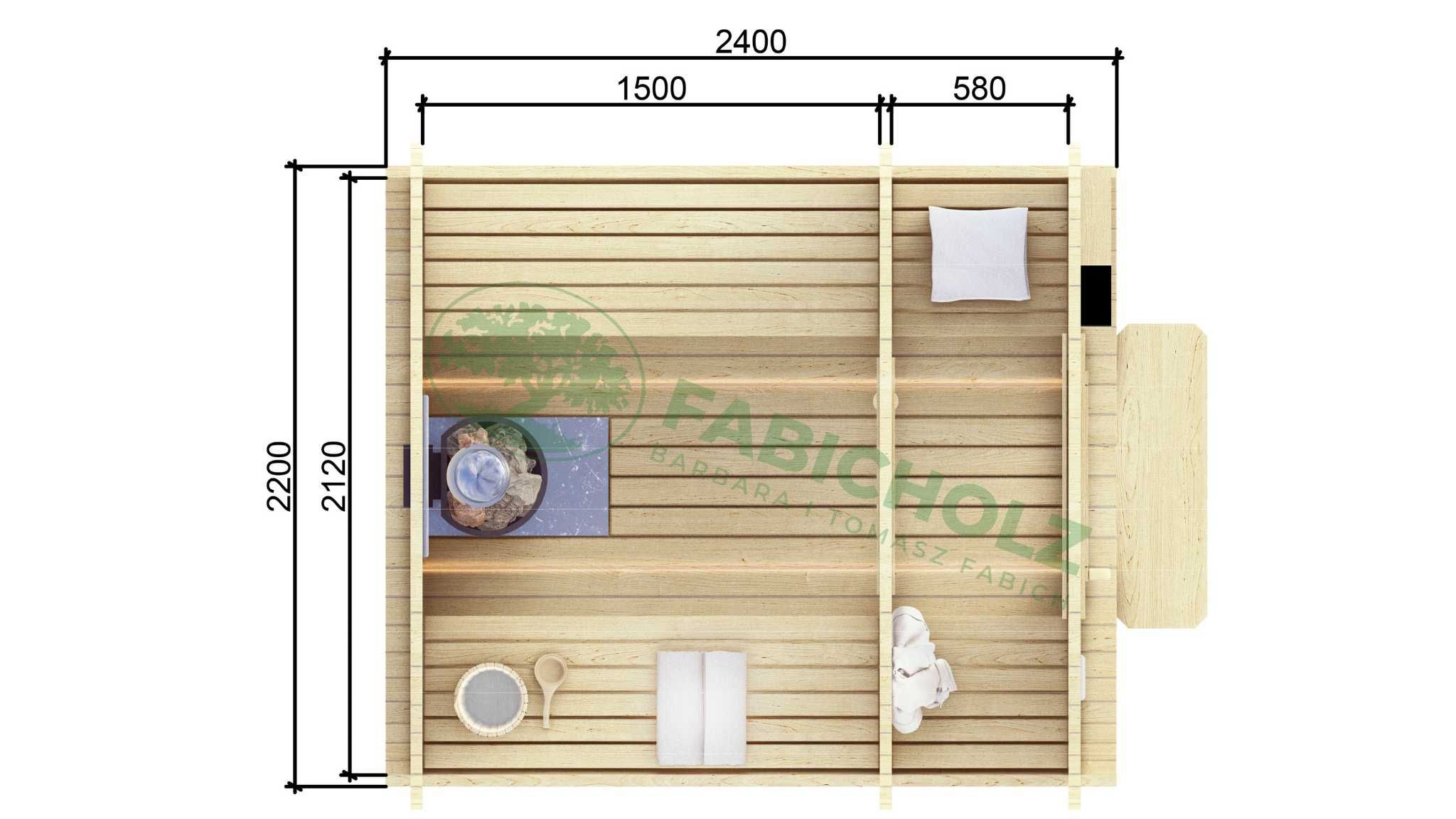 Sauna Circle Medium Close 2,4m z przedsionkiem, beczka, sauna ogrodowa