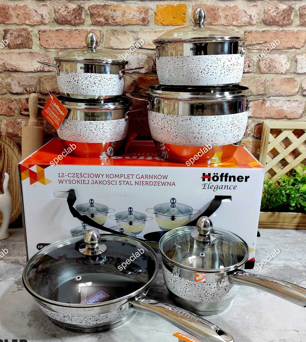 Komplet garnków HOFFNER HF-9920 White. Gaz, indukcja, zmywarka