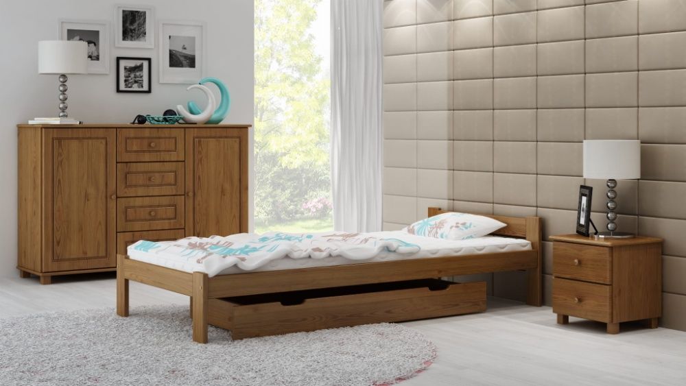 Meble Magnat łóżko drewniane sosnowe Naba kolor dąb 90x200