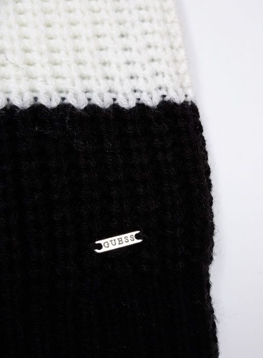 GUESS Damski Sweter Sweterek Golf Czarny Bialy w Pasy Paski Oryginalny