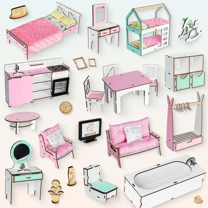 Меблі для ляльок Барбі Великий набір мебель для кукол Будинок Барбі