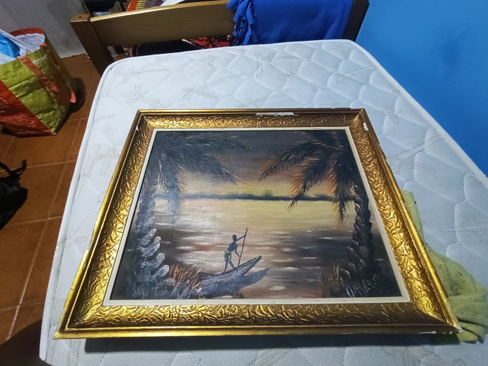 Novo preço / Quadro antigo em tela de pele 500€