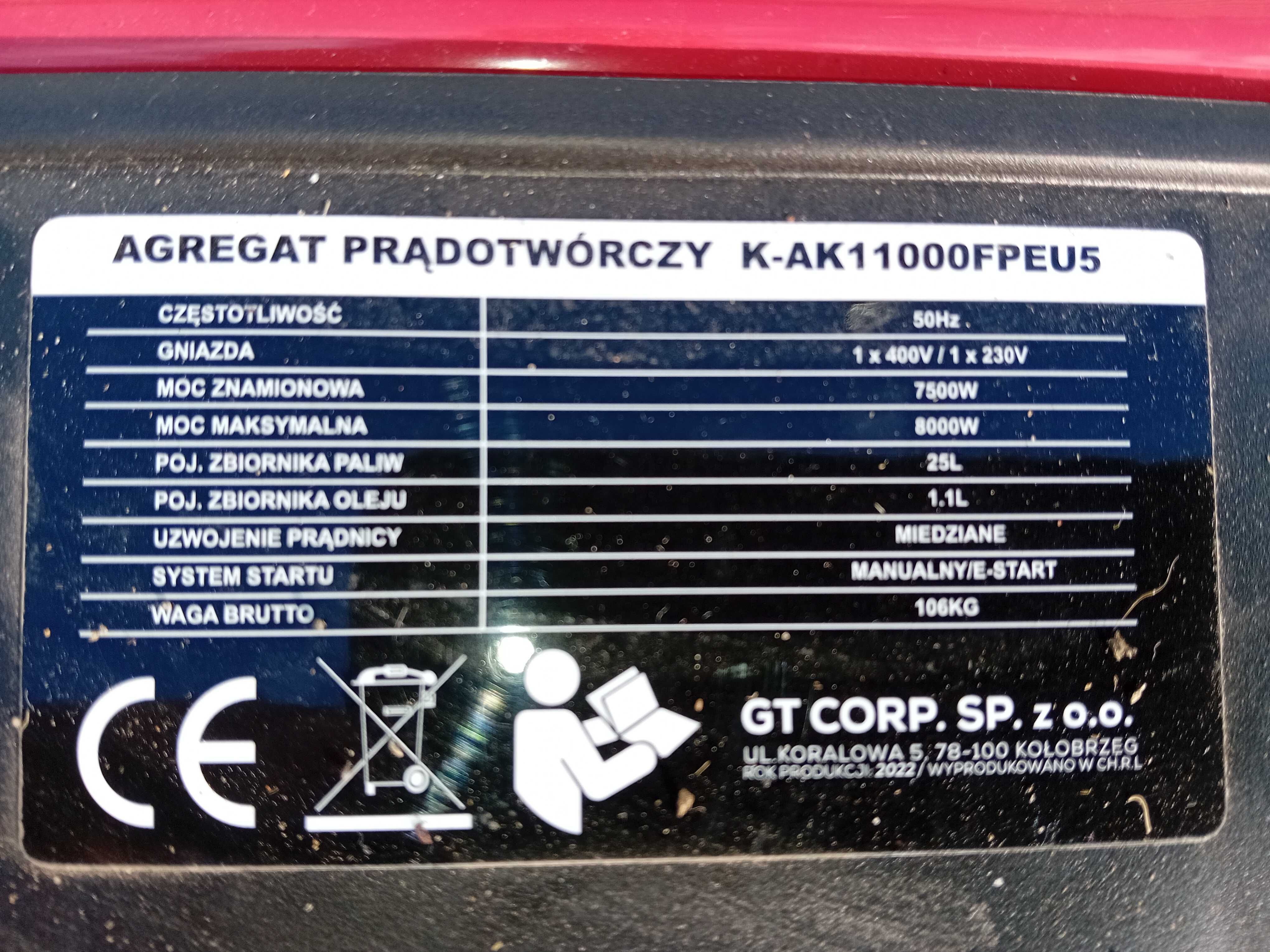 Agregat prądotwórczy 8000 W