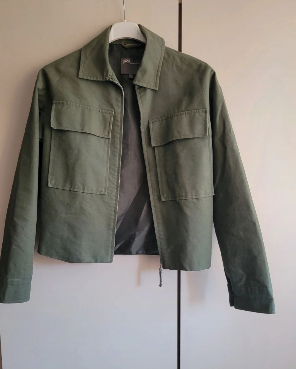 Kurtka khaki krótka zieleń Asos XXS 32
