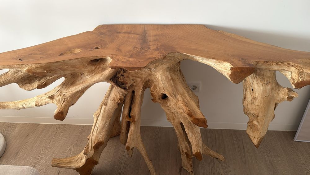 Consola maciça feita à mão da raiz da madeira natural, medida: 150×45