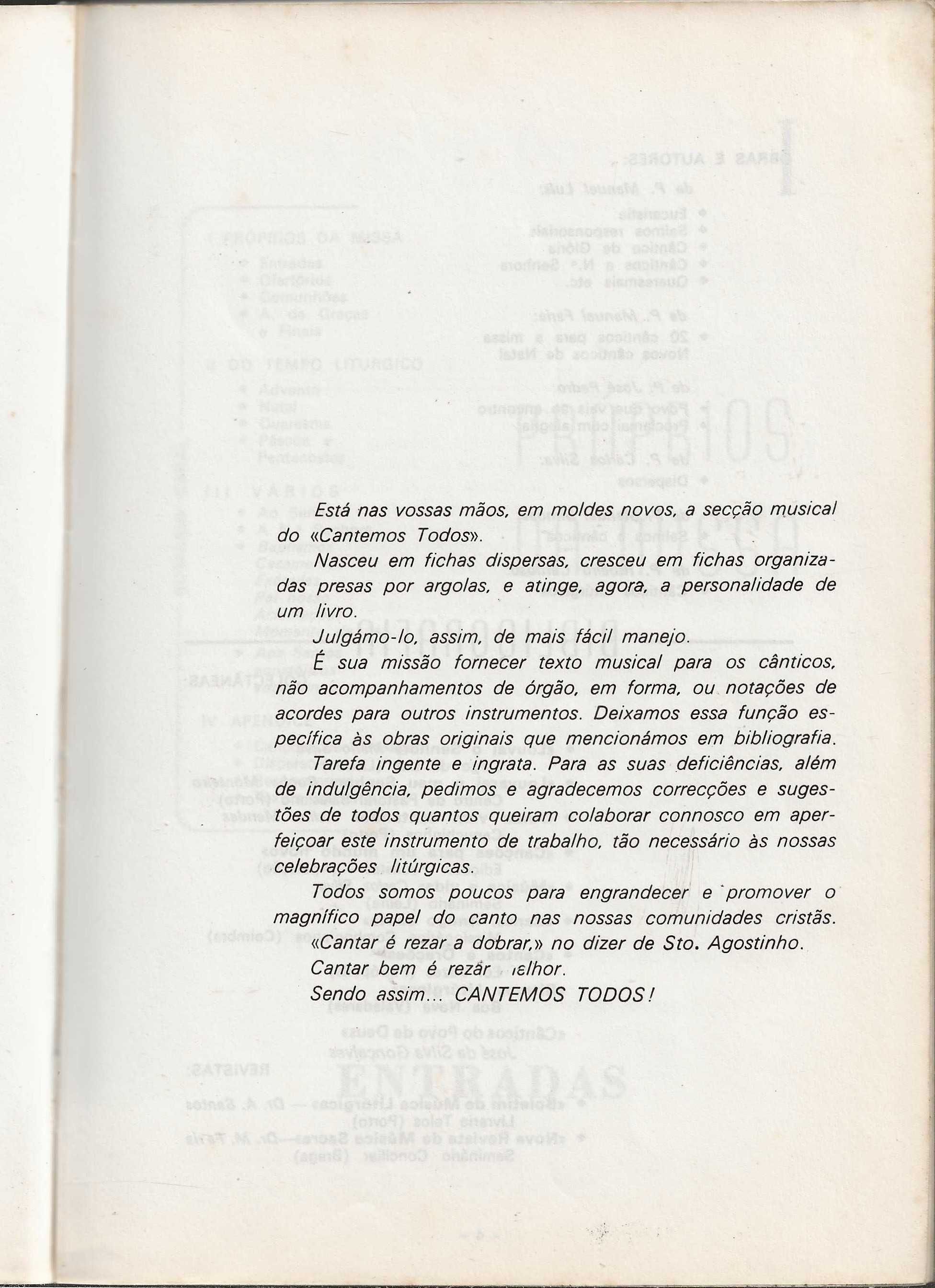Cantemos Todos – Texto Musical