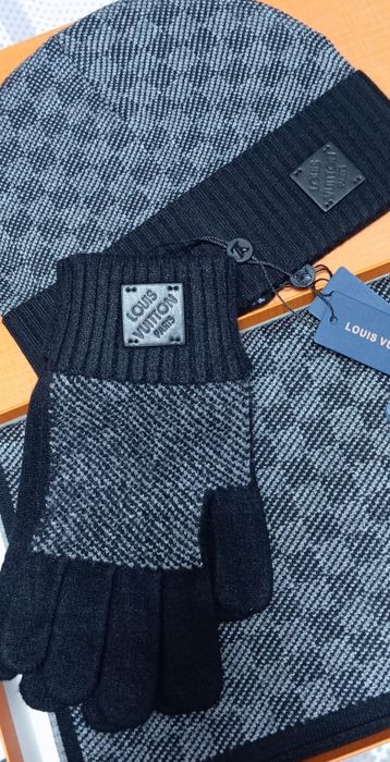 Zestaw komplet LV czapka szalik rękawiczki Louis Vuitton