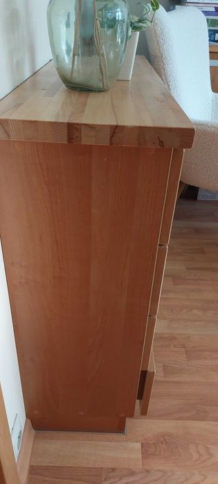 komoda  szuflady prowadnice Blum blat naturalne drewno buk