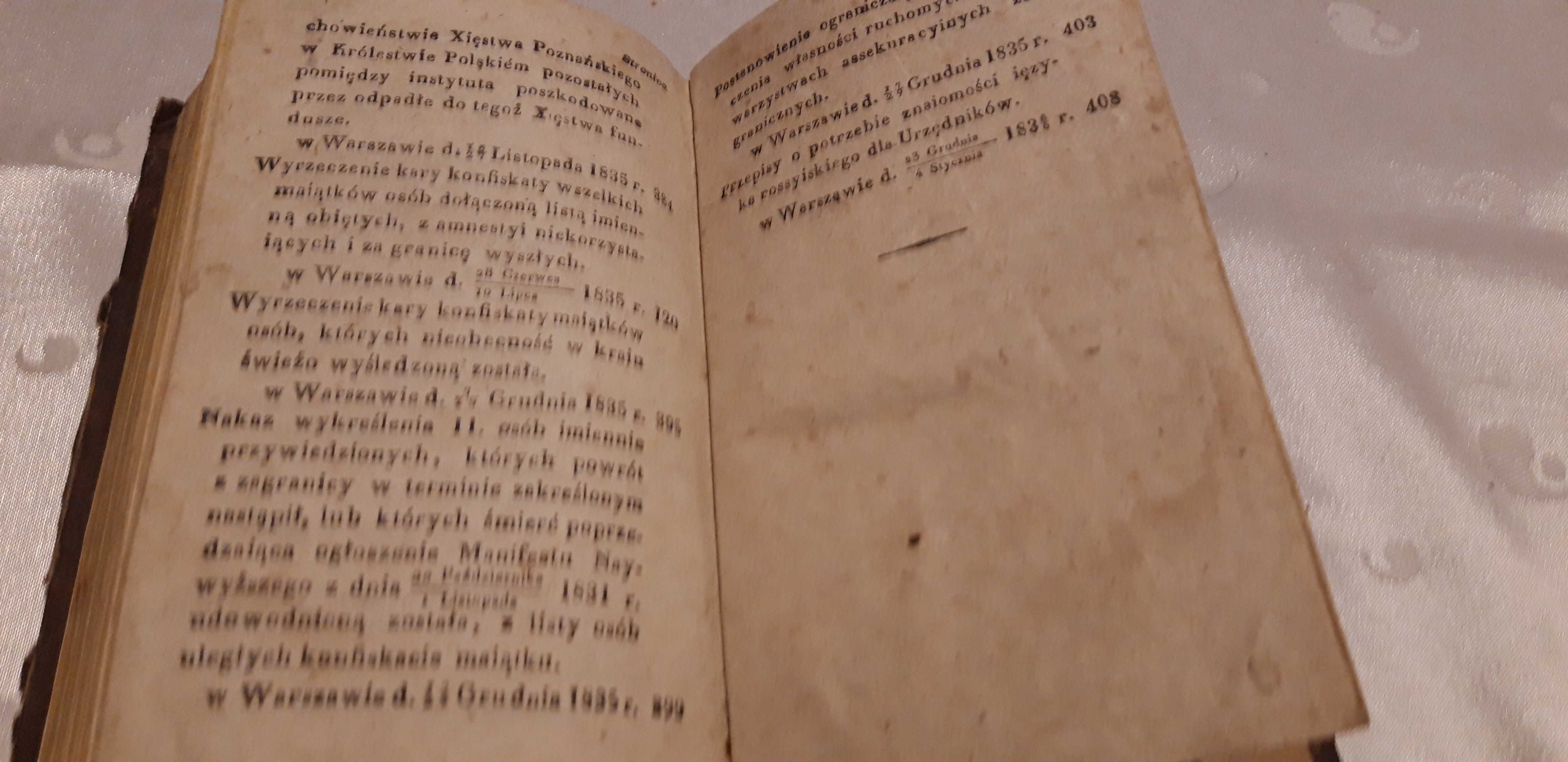 Traktat m.Król. Pol.a Prusami.Lista  Uchodzców -Dz.Praw- 1835,żr.hist.