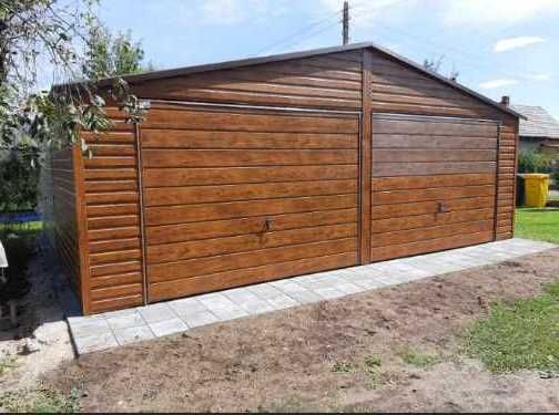 Garaż blaszany 6,5x5,5. nowoczesny garaż drewnopodobny, solidny