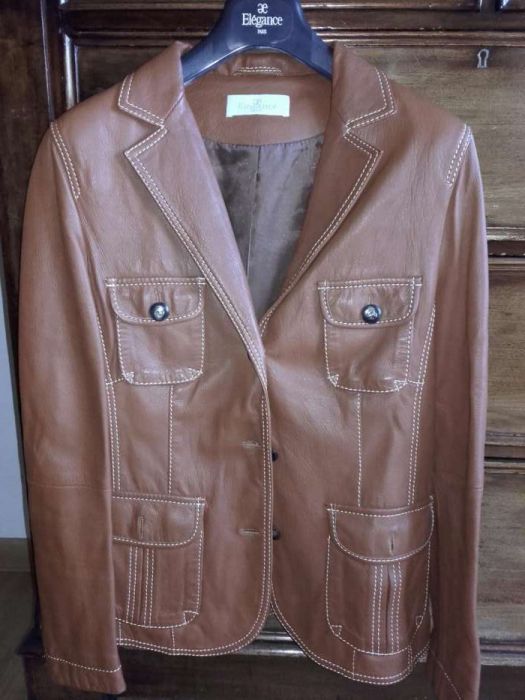 Casaco em pele cor de mel Elegance