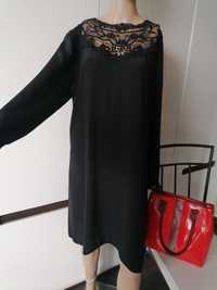 Reserved czarna luźna sukienka klasyczna midi L/XL jak nowa