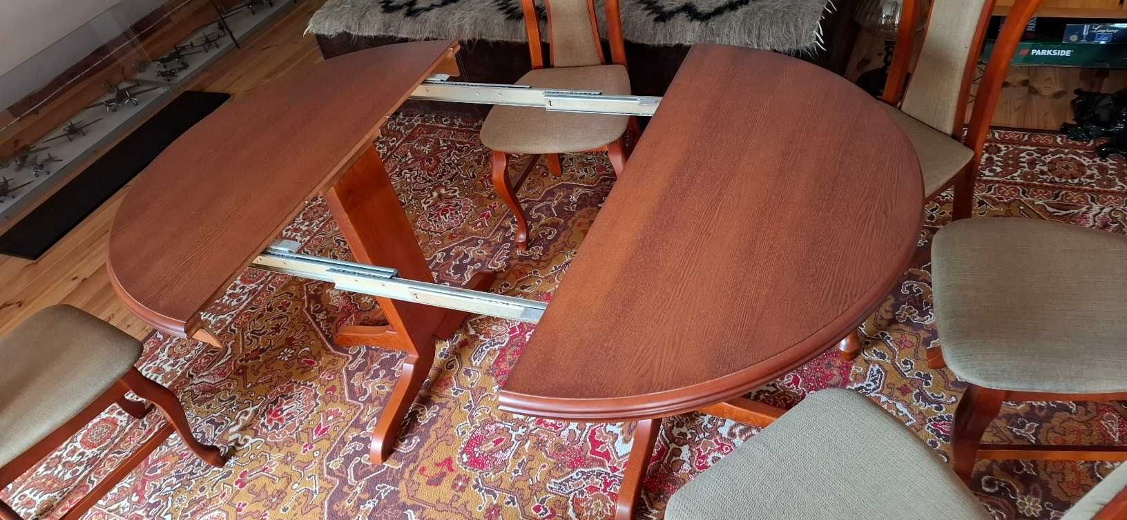 Stół okrągły 110  rozkładany 6 krzeseł
