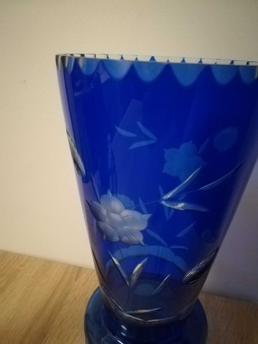 Wazon niebieski kryształowy lata 60