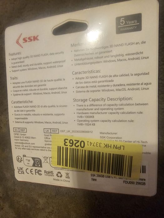 PENDRIVE USB-C 256GB ZŁĄCZE 2w1 typ C - Nowy