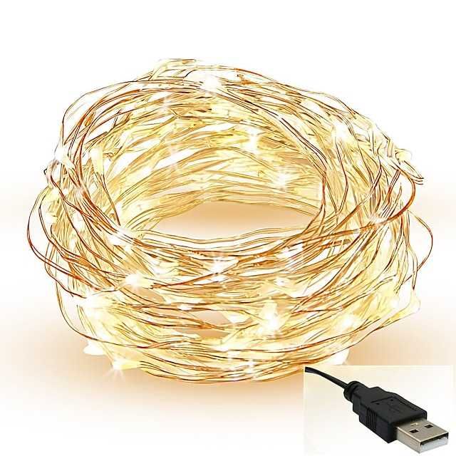 5м 10м 20м Usb гирлянда капля роса led copper wire