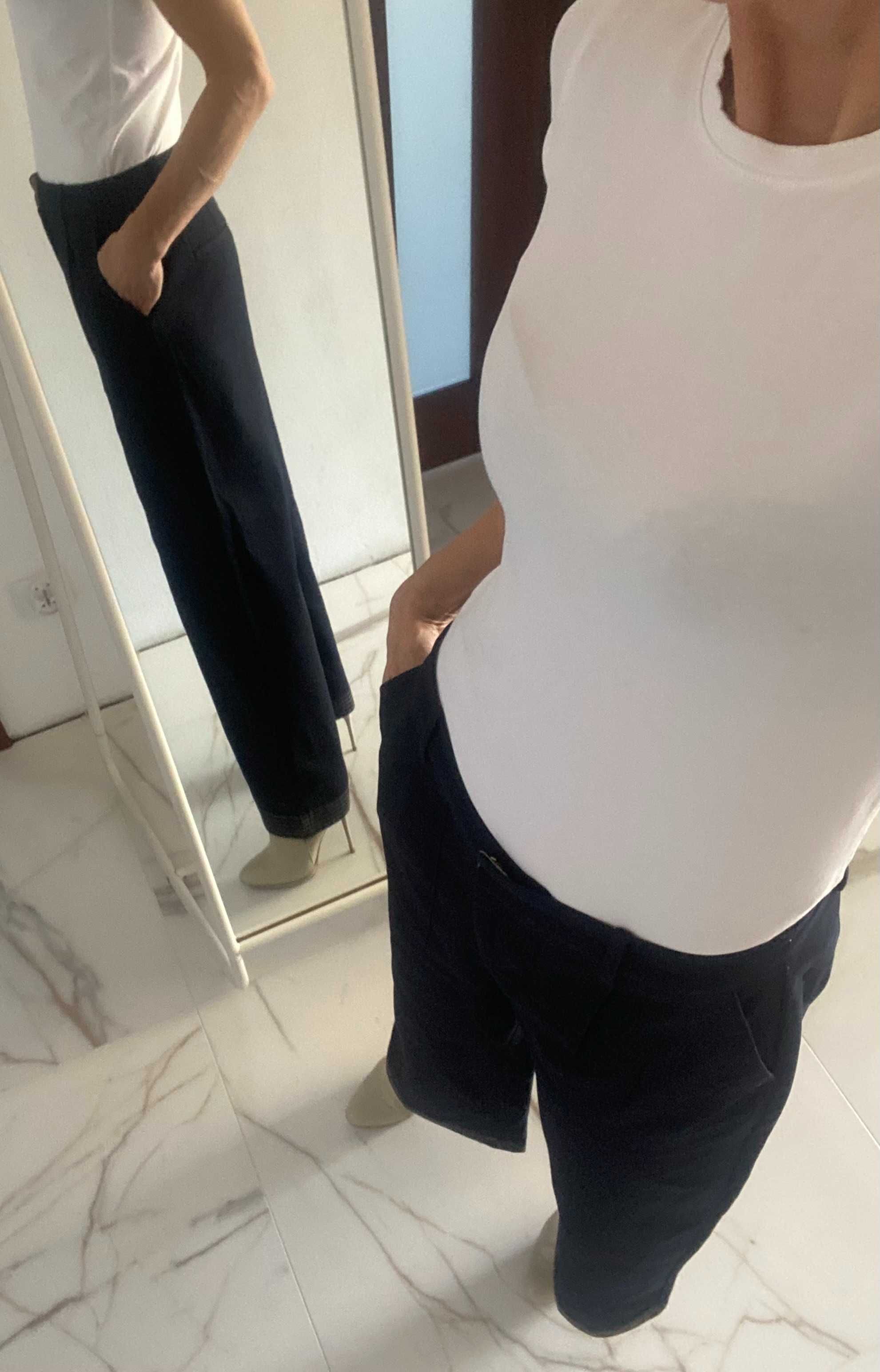Zara Basic - granatowe super spodnie kuloty r. 28 M - NOWE bez papiero