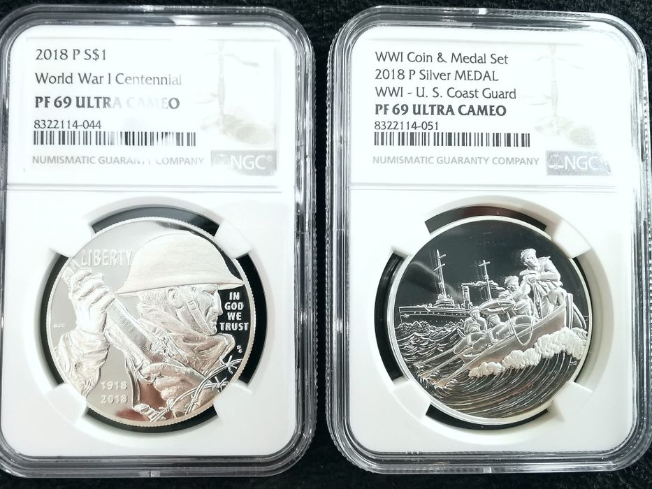 Пам'ятний набір "100р. З дня закінчення Першої Світової війни" СРІБЛО.