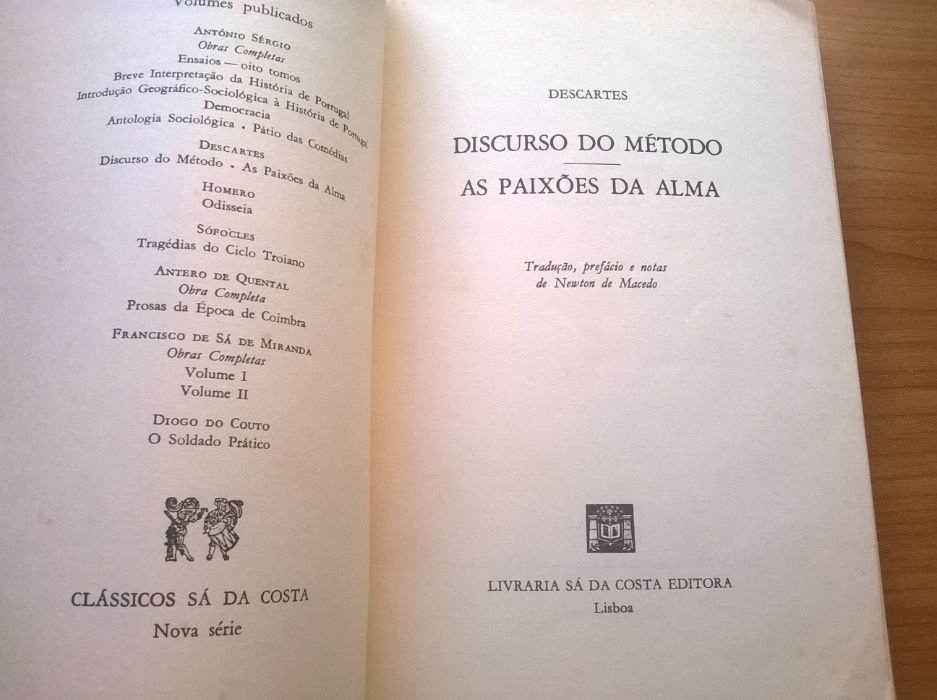 Discurso do Método / As Paixões da Alma - Descartes (portes grátis)