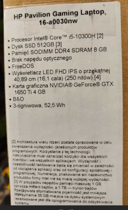 HP Pavilion Gaming 16-a0030nw i5-10300H GTX1650Ti