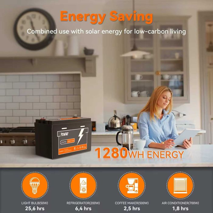 LiFePO4 Акумулятор PowMr mini 100AH 12.8V (1200W*h) для будинку, котла