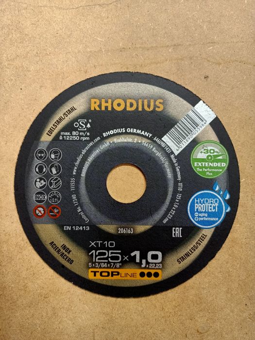 TARCZA Ściernica do cięcia metalu stali 125x1,0 mm XT10 RHODIUS 206163