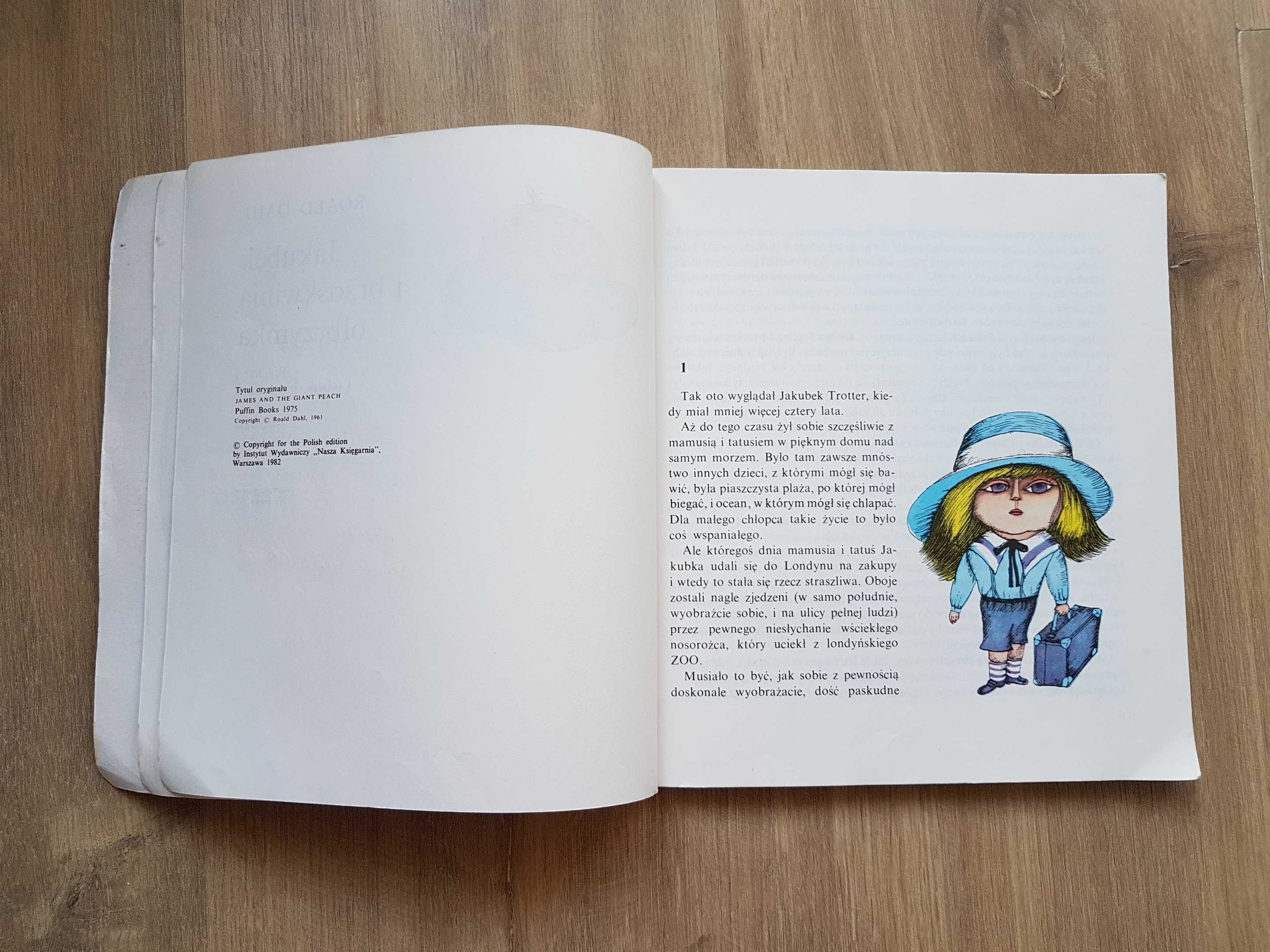 Jakubek i brzoskwinia olbrzymka Roald Dahl Nasza Księgarnia 1989 rok