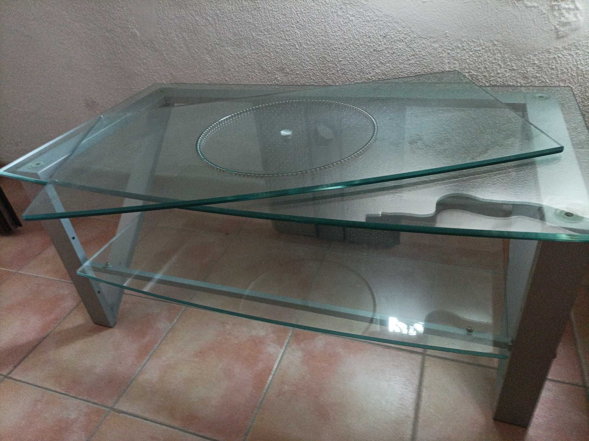 Mesa de vidro giratório para TV