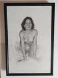 Lindo desenho nu feminino assinado emoldurado
