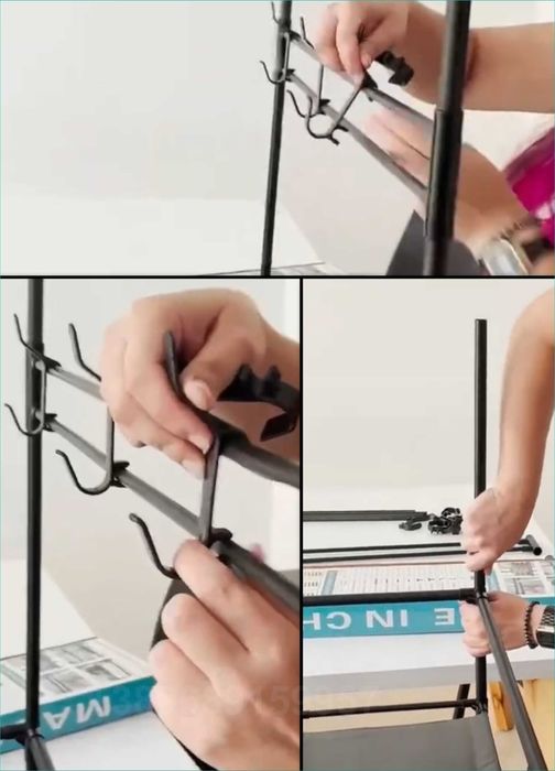 Вішалка поличка металева стійка для одягу з полицями для взуття