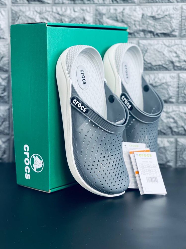 Сабо мужские серые crocs уличные шлепанцы кроксы пляжные