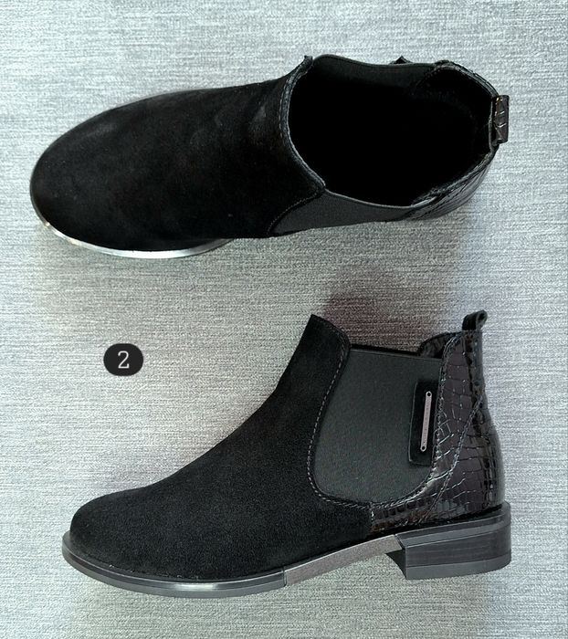 Жіночі натуральні шкіряні челсі осінні черевики чорні  36 40 41 42